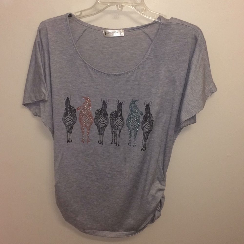 Gray Rutched Zebra Tunic